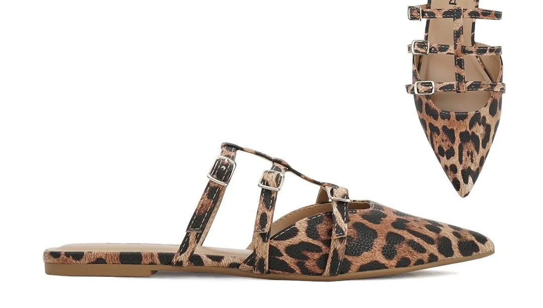 Women's T strap Point Toe Flat - ELKIES