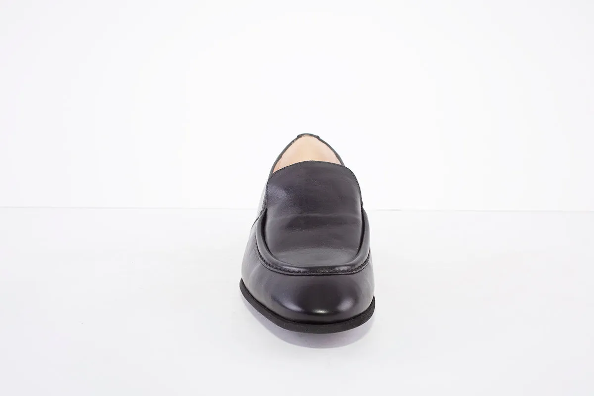 WONDERS - B-7610 FLAT DRESSY LOAFER - BLACK LEATHER