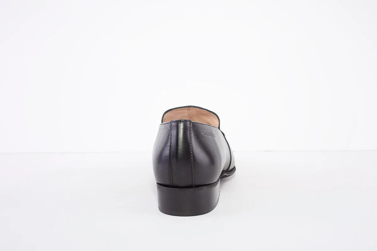 WONDERS - B-7610 FLAT DRESSY LOAFER - BLACK LEATHER