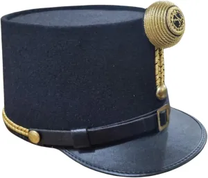 WW1 Austro-Hungarian Officer Kepi Hat, Black Wool with Gold Accents