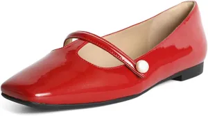 YDN Women Square Toe Cutout Pumps Pearl Flat Penny Loafers Slip on Dressy Mary Janes Walk Non Slip Shoes Size 4-15 US