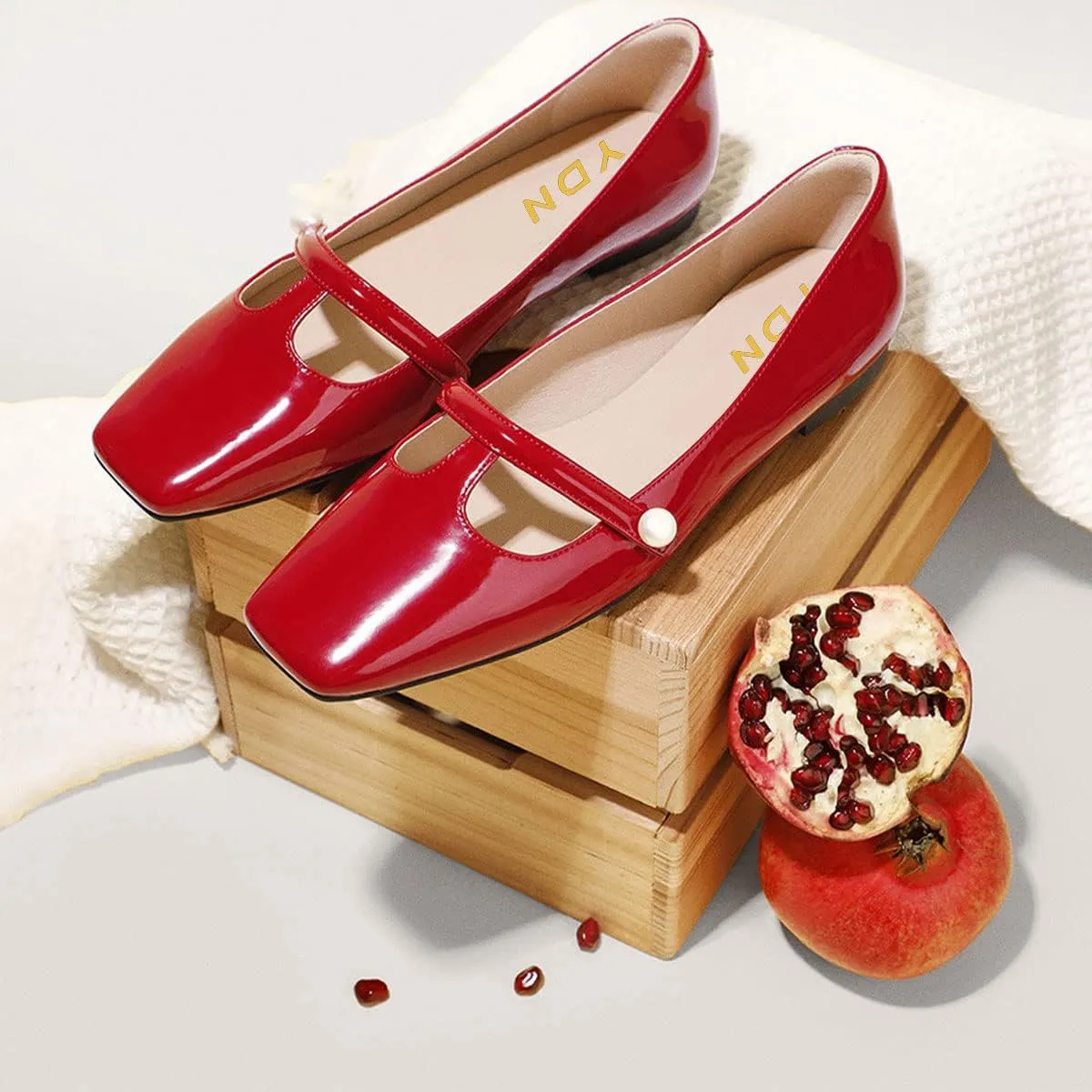 YDN Women Square Toe Cutout Pumps Pearl Flat Penny Loafers Slip on Dressy Mary Janes Walk Non Slip Shoes Size 4-15 US