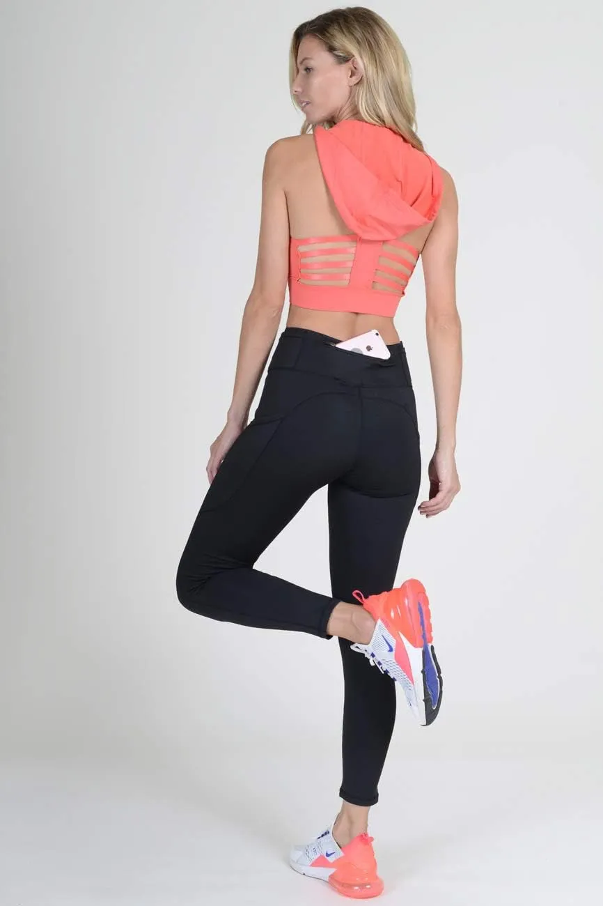 YELETE Women's Jogging Pants High Waist Lattice Ankle Cutout Workout Leggings with Pockets