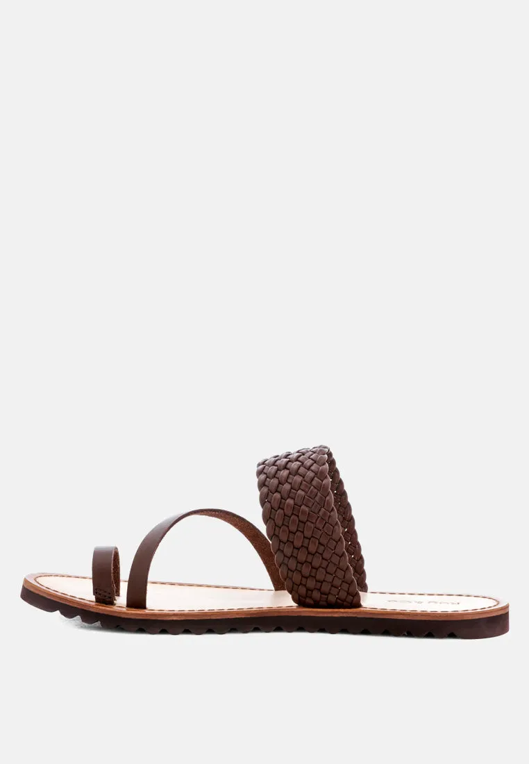 Zina Braided Leather Flat Sandal By Ruw