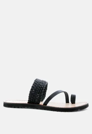 Zina Braided Leather Flat Sandal By Ruw