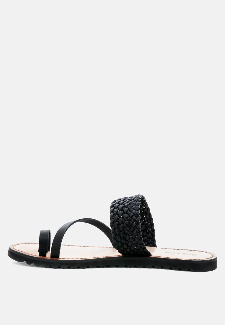 Zina Braided Leather Flat Sandal By Ruw
