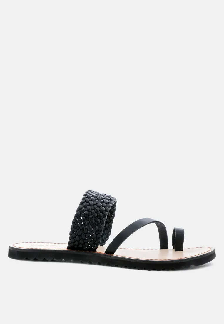 Zina Braided Leather Flat Sandal By Ruw