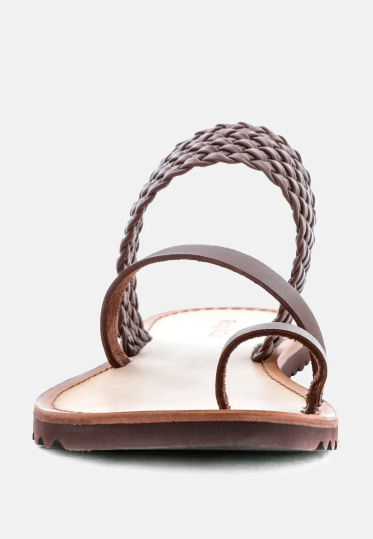 Zina Braided Leather Flat Sandal By Ruw