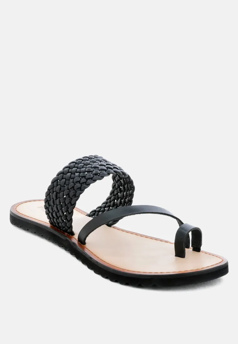Zina Braided Leather Flat Sandal By Ruw
