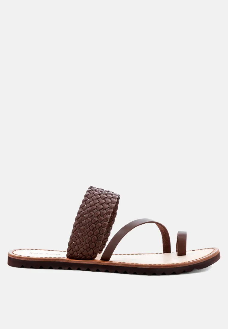 Zina Braided Leather Flat Sandal By Ruw