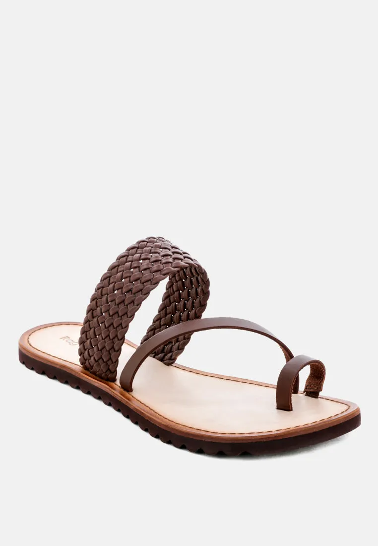 Zina Braided Leather Flat Sandal By Ruw