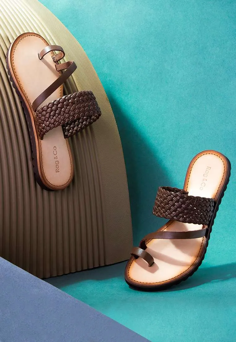 Zina Braided Leather Flat Sandal By Ruw